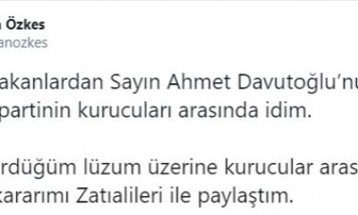 İhsan Özkes, Davutoğlu’nun parti girişiminden ayrıldı